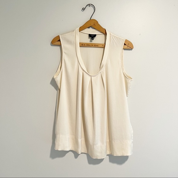 Talbots Cream Silk Pleated Tank Blouse Size 14 - Picture 1 of 6